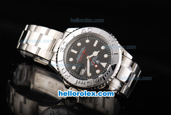 Rolex Yacht-Master Oyster Perpetual Automatic White Graduated Bezel with Black Dial and White Marking-Small Calendar - Click Image to Close